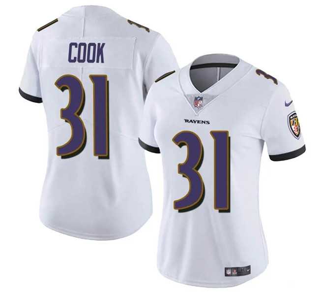 Womens Baltimore Ravens #31 Dalvin Cook White Stitched Jersey Dzhi->women nfl jersey->Women Jersey